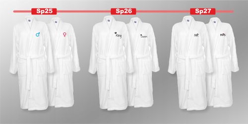 SZLAFROKI BIAŁE Z HAFTEM 2 szt unisex PREZENT personalizowany dużo wzorów na Arena.pl