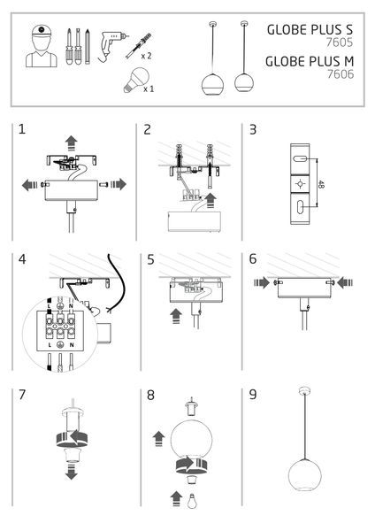 Nowoczesna lampa wisząca Globe Plus 7605 do sypialni ball srebrna zdjęcie 4