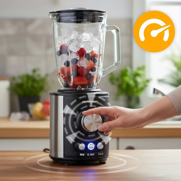 Blender kielichowy szklany do smoothie koktajli kruszy lód 1,5L 800W BD-751 Berdsen czarny zdjęcie 11