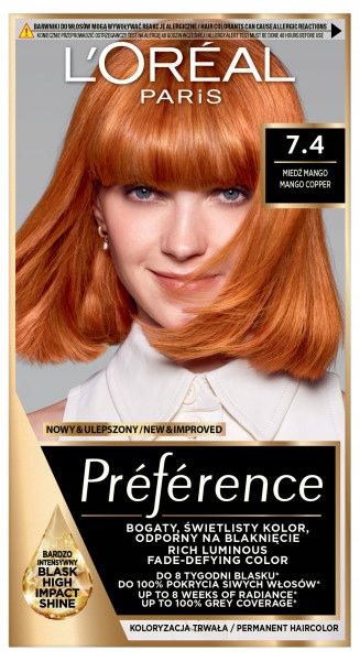 Farba Do Włosów Loreal Preference Miedź Mango 74 zdjęcie 1