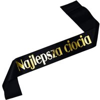 Najlepsza ciocia - czarna szarfa ze złotym nadrukiem