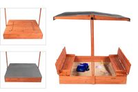 Piaskownica ogrodowa z daszkiem zamykana z ławkami 120x120 grafitowa