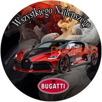 Opłatek na tort Urodziny 18 30 40 Bugatti Auto Samochód Logo Tekst Gratis