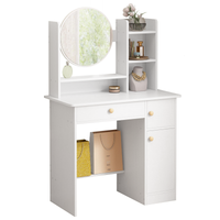 TOALETKA Z LUSTREM Z SZUFLADAMI BIAŁA DO MAKIJAŻU STYL SKANDYNAWSKI