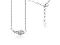 Rodowany srebrny naszyjnik gwiazd celebrytka skrzydło anioła wings cyrkonie srebro 925 Z1607N