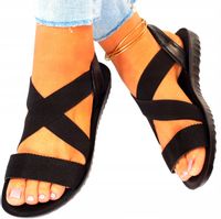 CZARNE SANDAŁY DAMSKIE Z GUMECZKAMI PŁASKI SPÓD