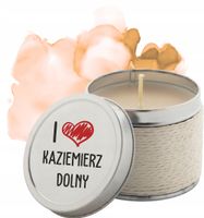 Pamiątkowe świeczki zapachowe NADRUK z nazwą miasta I LOVE KAZIMIERZ DOLNY
