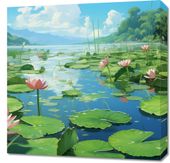 Obraz 60x60cm Sielankowy Staw Lilii