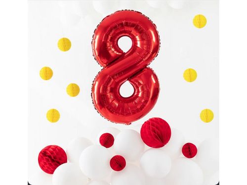 Balon foliowy "cyfra 8", czerwona, 100 cm [balon na hel] na Arena.pl
