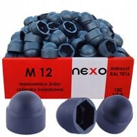 MASKOWNICA ŚRUBY ZAŚLEPKA M12 ANTRACYT 100 SZT KOŁPAK NAKŁADKA NA