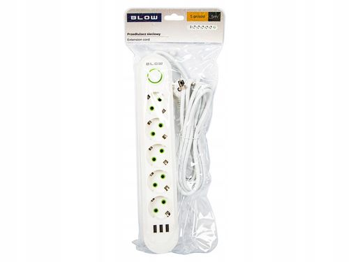 PRZEDŁUŻACZ LISTWA ZASILAJĄCA WŁĄCZNIK 3x USB 5 GNIAZD 5m BIAŁY na Arena.pl