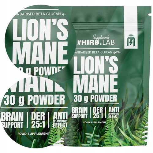 LION'S MANE SOPLÓWKA JEŻOWATA EKSTRAKT PAMIĘĆ 500mg DER 25:1 30g HIRO.LAB na Arena.pl