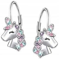 KOLCZYKI SREBRNE JEDNOROŻCE DLA DZIEWCZYNKI DLA DZIECI ANGIELSKIE SREBRO