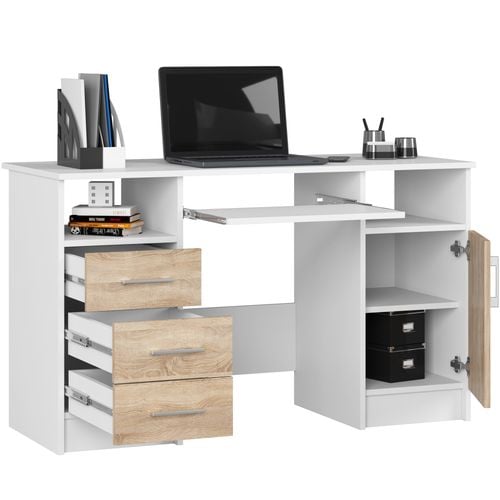 BIURKO ANA 124 cm BIAŁE / SONOMA na Arena.pl