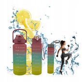 Butelka Na Wodę Motywacyjna Bidon Z Miarką Sportowy 3W1 Szczelna Sportowa