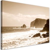 Obraz do salonu sypialni biura, Krajobraz morski sepia klif skały