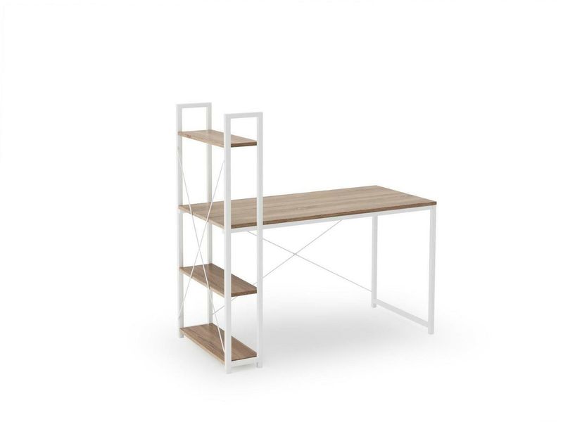 Biurko z nadstawką Nare białe/ dąb zdjęcie 1