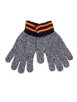 Rękawiczki męskie wełniane szary z pomarańczowymi paskami 24 YOCLUB