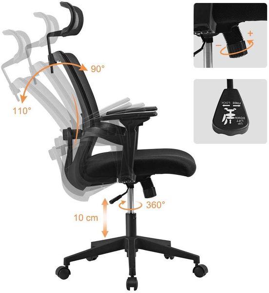 Regulowany Fotel Biurowy Techly, Wentylowane oparcie, Zagłówek 105711 zdjęcie 3