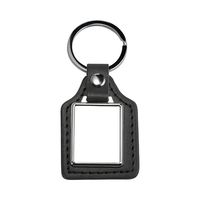 Brelok skórzano-metalowy do sublimacji - prostokąt - czarny