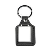 Brelok skórzano-metalowy do sublimacji - prostokąt - czarny