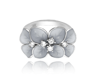 MINET Kwiecisty pierścien srebrny FLOWERS z białymi cyrkoniami wielkość 11