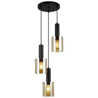 Skandynawska LAMPA wisząca SARDO PND-5581-3A-BK+AMB Italux szklana OPRAWA loftowy ZWIS tuby kaskada bursztynowa czarna