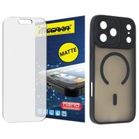 szkło hybrydowe do iphone 17 pro matowe + magsafe etui czarne tpu