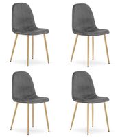 Krzesło tapicerowane PADVA szary ciemny welur nogi dąb do jadalni x4