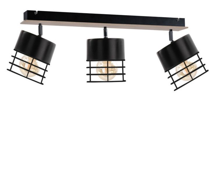 Spot 3xE27 CASA BLACK/WOOD zdjęcie 1
