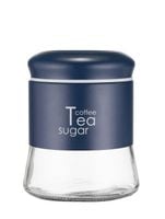 Pojemnik szklany GRENO 750 ml kawa herbata cukier stal malowana proszkowo granatowy