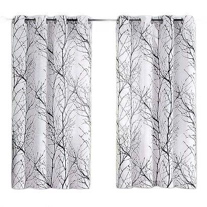 Zasłony z Motywem Gałęzi Drzew Biało-Czarne 2szt na Arena.pl