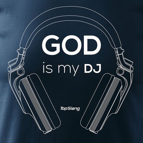 Koszulka ze słuchawkami słuchawki dla DJ God is My DJ męska granatowa REGULAR L na Arena.pl