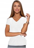 T-Shirt Damski Gładki Koszulka Bawełniana Klasyczna Dekolt V MORAJ XL