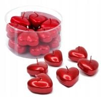 Świece pływające RAK (07473) Serca (40/25) czerwony met. ~4h 12szt.