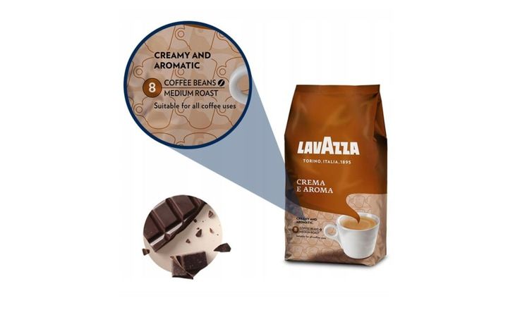 Kawa Ziarnista Lavazza Mieszana Crema e Aroma 1kg Ziarno Do Ekspresu zdjęcie 2