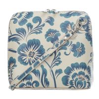 VERA PELLE torebka skórzana listonoszka z paskiem na ramię V636 z kwiatami