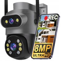ZEWNĘTRZNA PODWÓJNA KAMERA OBROTOWA Ultra HD 8MPX WIFI IP SMART DETEKCJA 4K
