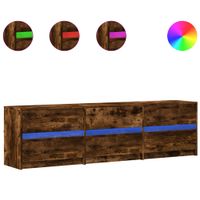 Szafka pod TV z LED, przydymiony dąb, 180x34x50 cm