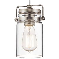 Skandynawska LAMPA wisząca KKL-BRINLEY-MP-NI Elstead KICHLER szklana OPRAWA industrialna ZWIS tuba nikiel przezroczysty