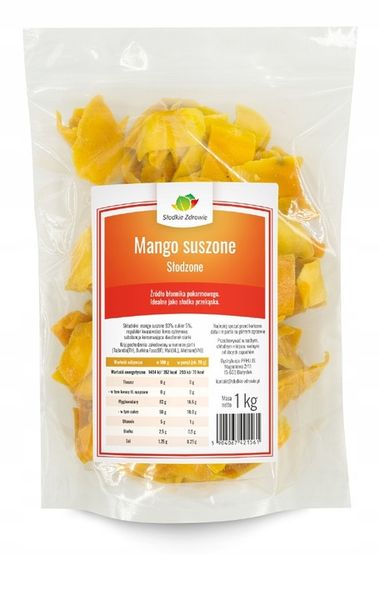 MANGO SUSZONE plastry, naturalne, słodzone 5% 1kg zdjęcie 5