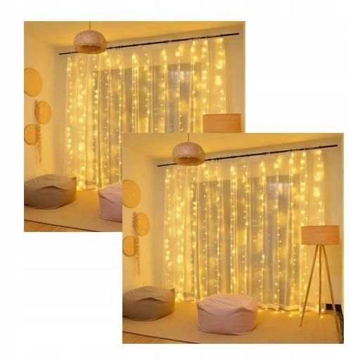 Kurtyna LED USB 5V 300LED 3x3m + pilot biała ciepła zdjęcie 8