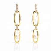 kolczyki ze stali szlachetnej pozłacane 14k złotem, wiszące z perłą kst3522