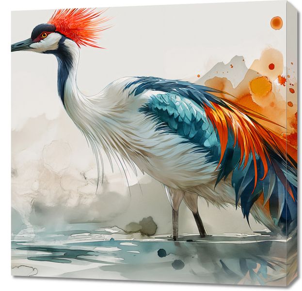 Obraz 70x70cm Żuraw w Akwareli zdjęcie 1