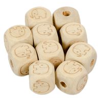 Drewniane koraliki kostka SŁOŃ 14x14mm 10szt.