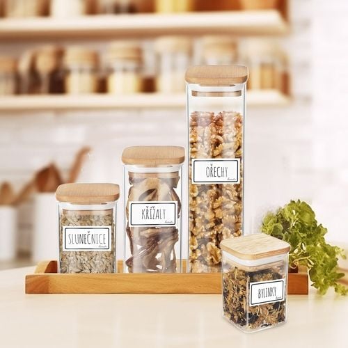 Pojemnik Szklany Bambus Kuchenny Szczelny Żywności Produktów Sypkich 600 ml na Arena.pl