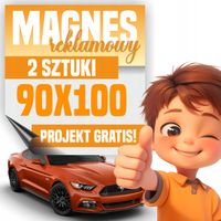 Profesjonalny Magnes 90x100 cm na Samochód - Twoja Reklama LOGO - 2 sztuki