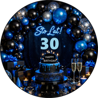 Opłatek na tort Urodziny 18 30 40 50 60 Okazjonalny Balony Szampan Drink