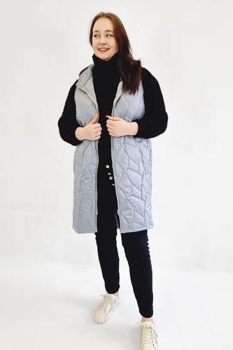 Kamizelka Pikowana Długa Plus Size Popielata 48 na Arena.pl