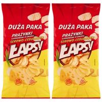 Łapsy Prażynki karbowane o smaku serowo-cebulowym 110 g x 2 sztuk